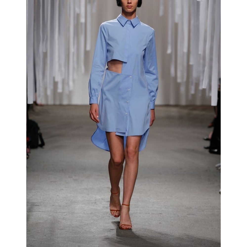 Milly - side cutout poplin shirt dress